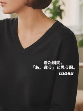 シルクカシミヤ　Vネックセーター（BLACK）